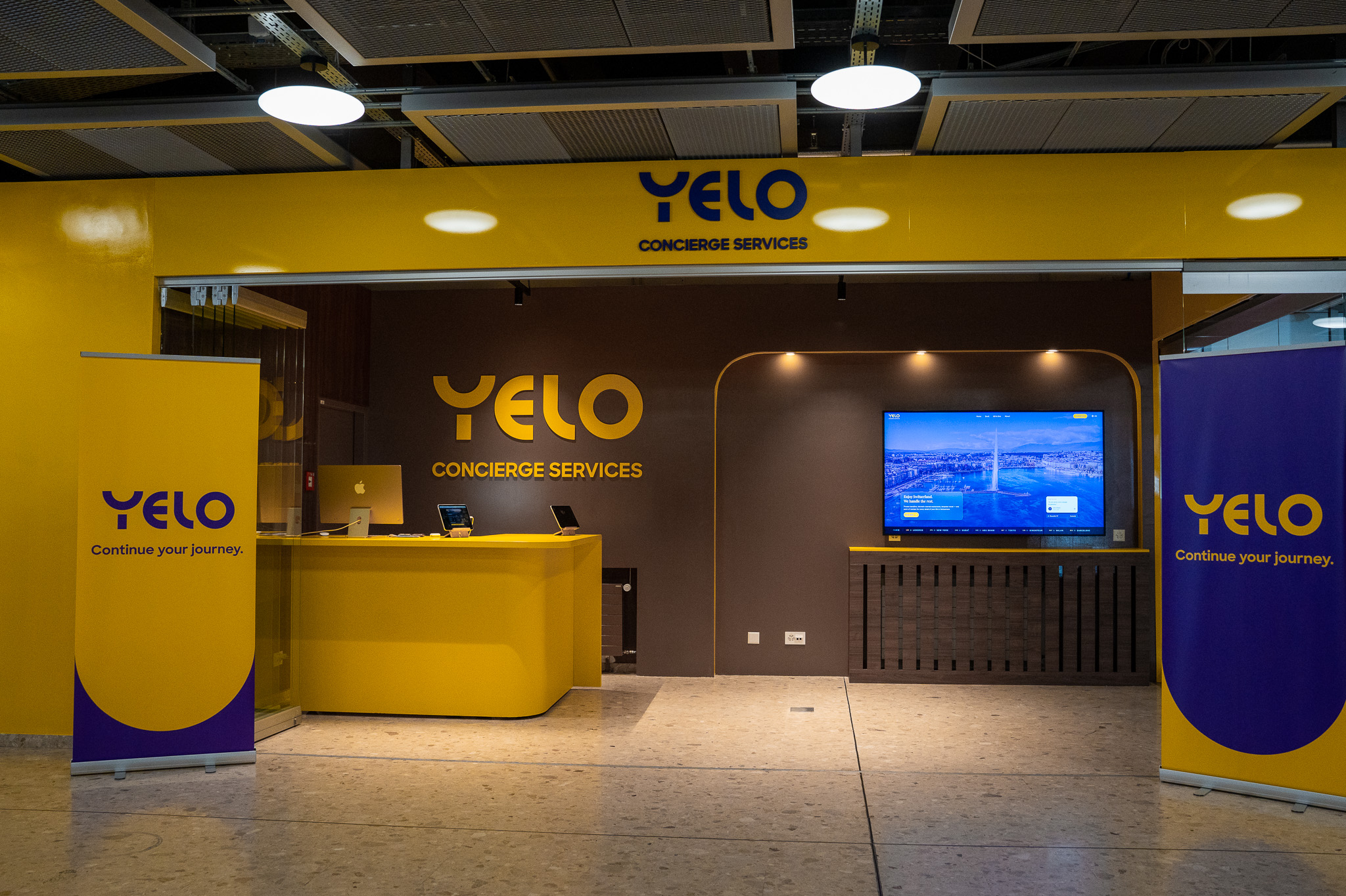 YELO Concierge Services — stand aéroport de Genève, vue de face